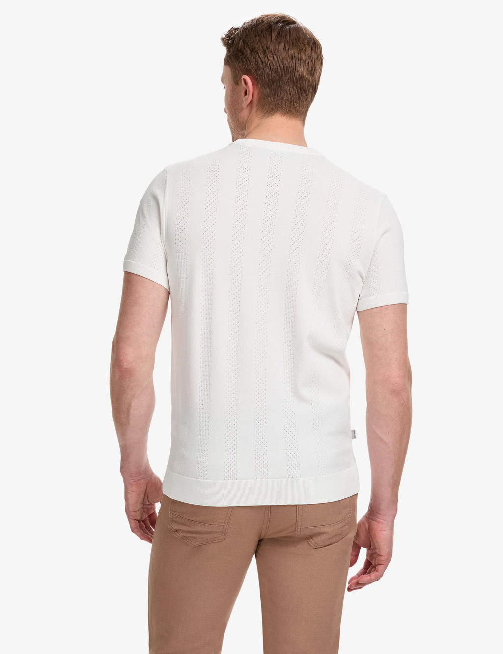 Ekru Slim Fit Bisiklet Yaka Triko Ti__rt