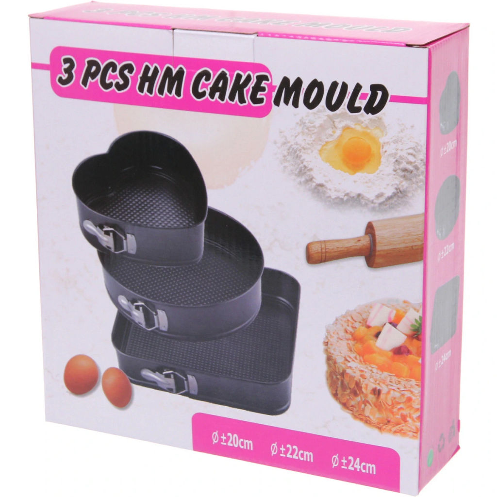 Набор из 3-х форм для выпечки раскладных (Сердце 20*7см, Круг 22*7см, Квадрат 24*7см)