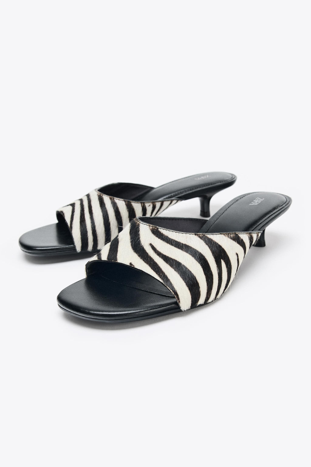 ANIMAL PRINT LEATHER KITTEN HEEL MULES - Zara фото 3