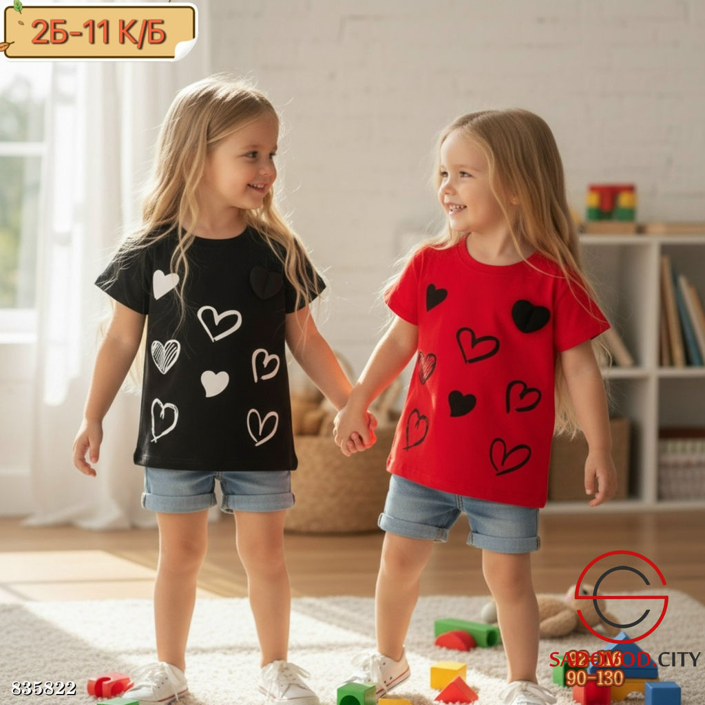 Футболка детская с сердцами