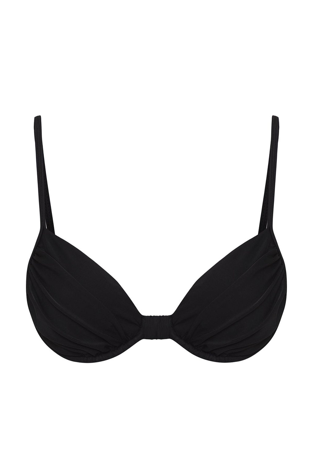 Siyah Balkonet Drapeli Bikini Ustu TBESS25BU00000