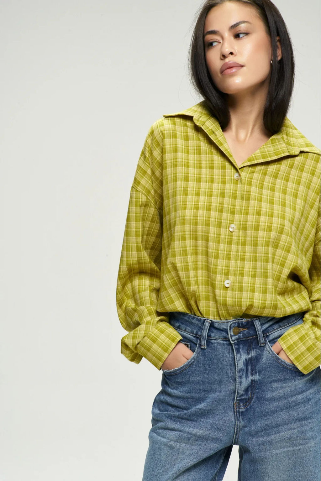 Рубашка Oversized в клетку Lime - Erist store фото 3