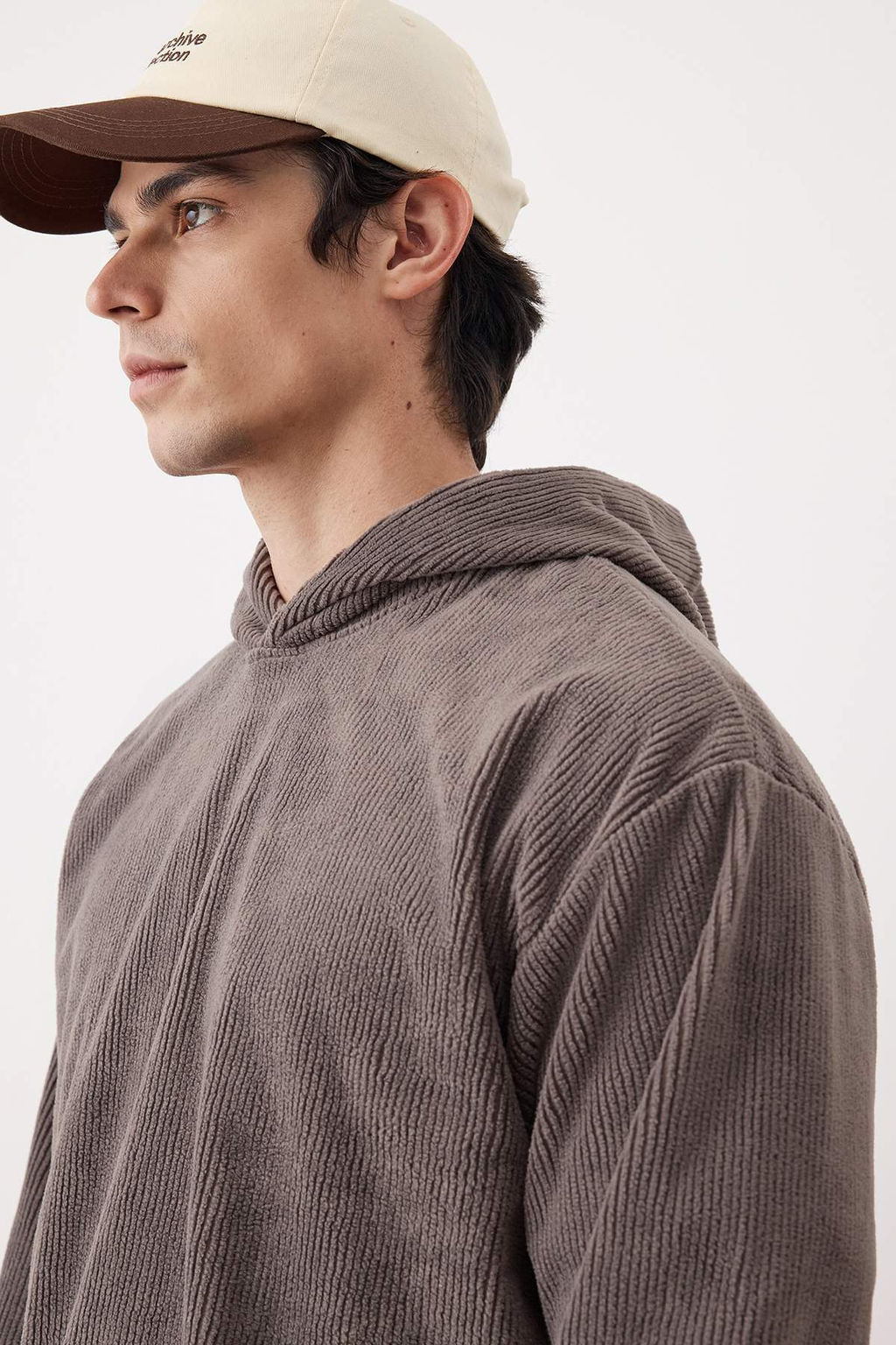 Antrasit Yeni Oversize/Genis Kesim Yumusak Fitilli Kadife Sweatshirt TMNAW26SW00001