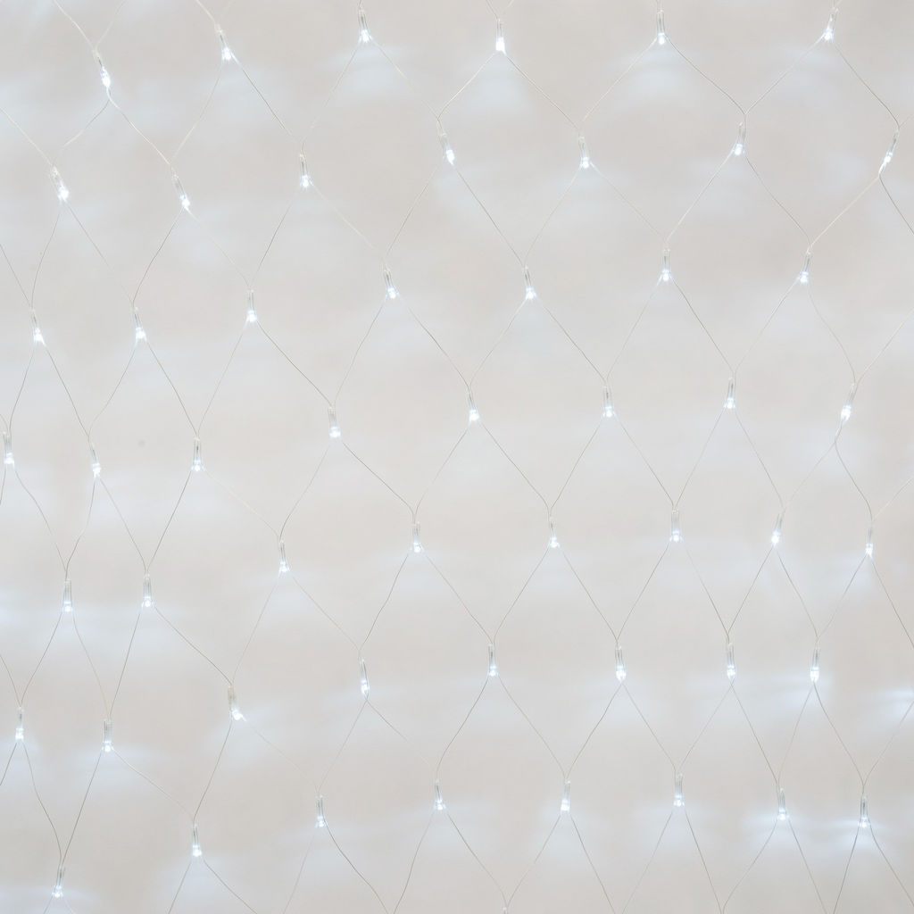 ULD-N1515-96/STK WHITE IP44 Сетка светодиодная со статическим свечением, 1,5х1,5м. Соединяемая. 96 светодиодов. Белый свет. Провод прозрачный. TM Uniel