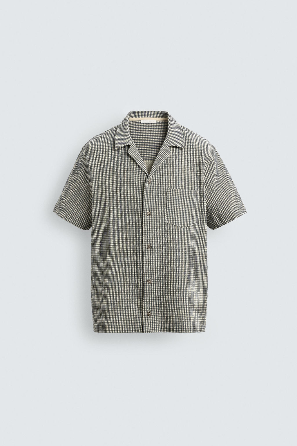 CAMISA REGULAR FIT ESTRUCTURA SEERSUCKER / Crudo / Verde - Zara фото 7