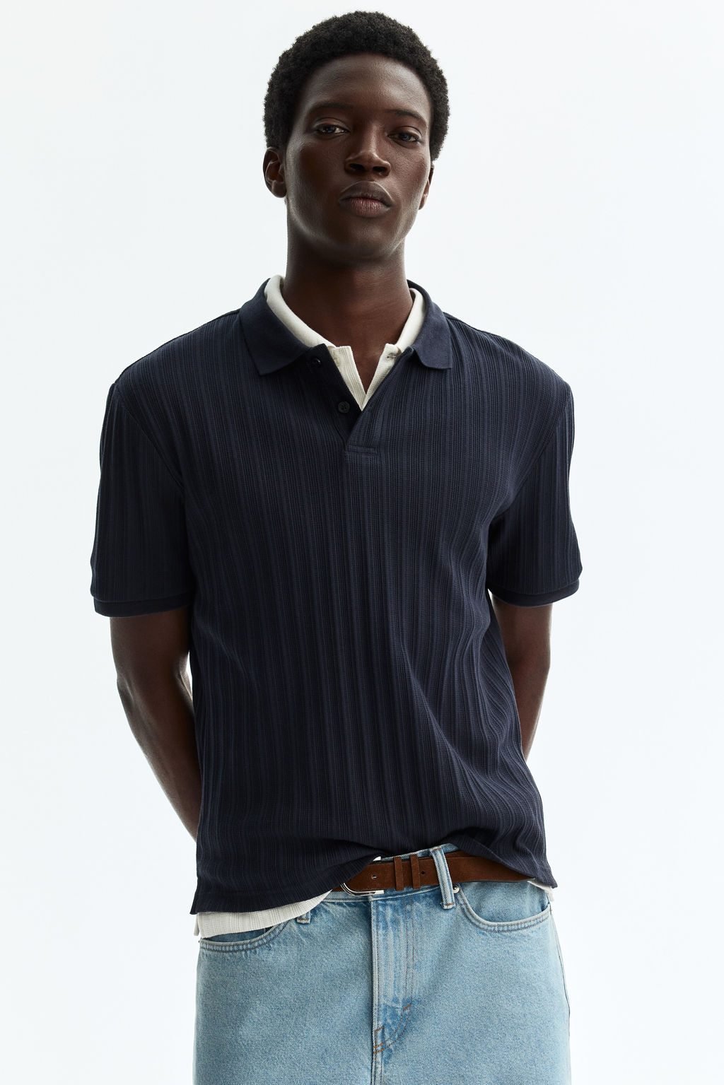 Polo en punto con textura Slim Fit - H&m фото 9