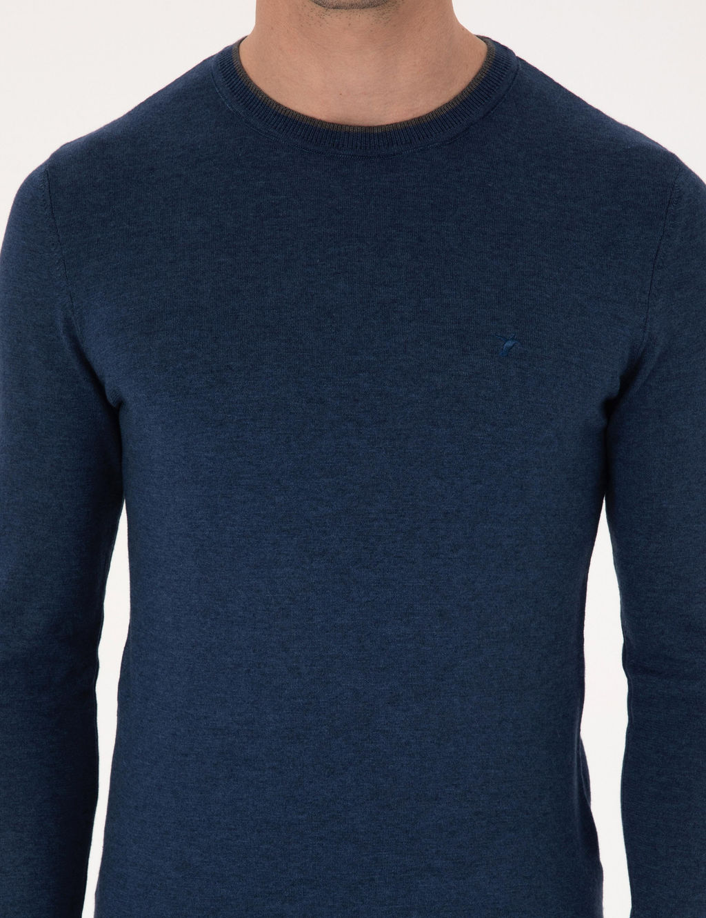 _ndigo Slim Fit Pamuk Kar___ml_ Bisiklet Yaka Triko Kazak - Cacharel фото 6