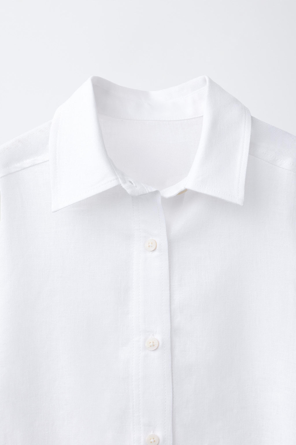CAMISA LISA CON LINO / Blanco roto - Zara фото 3