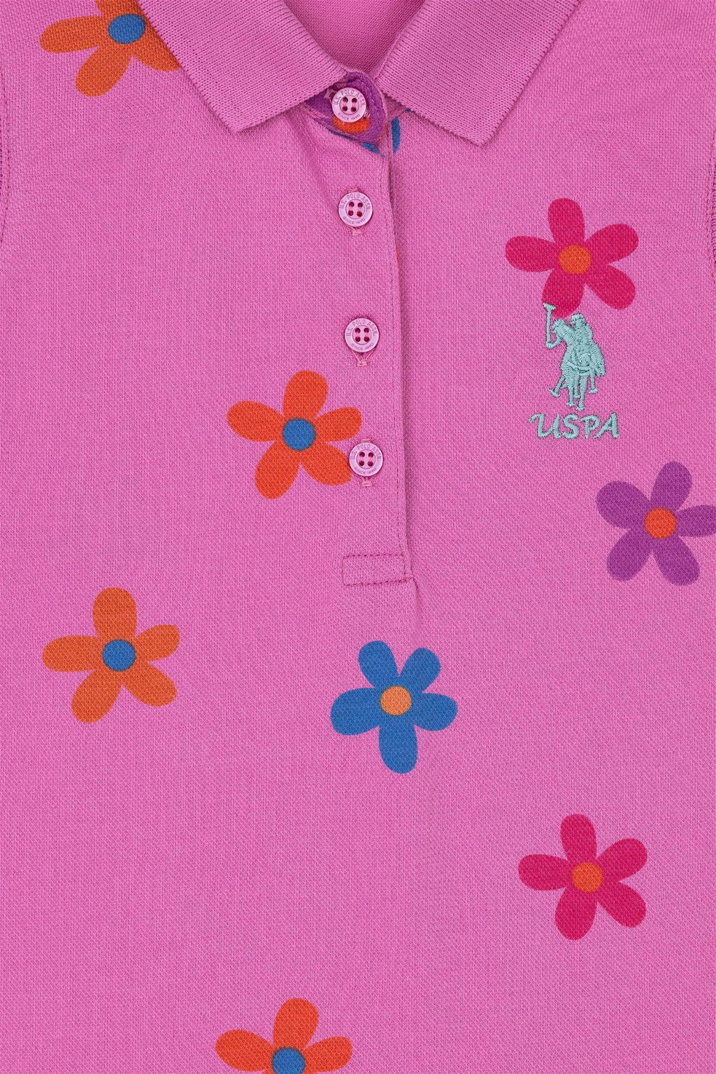 Фиолетовое трикотажное платье без рукавов с воротником-поло для девочек Неожиданная скидка в корзине - U.s. polo assn фото 3