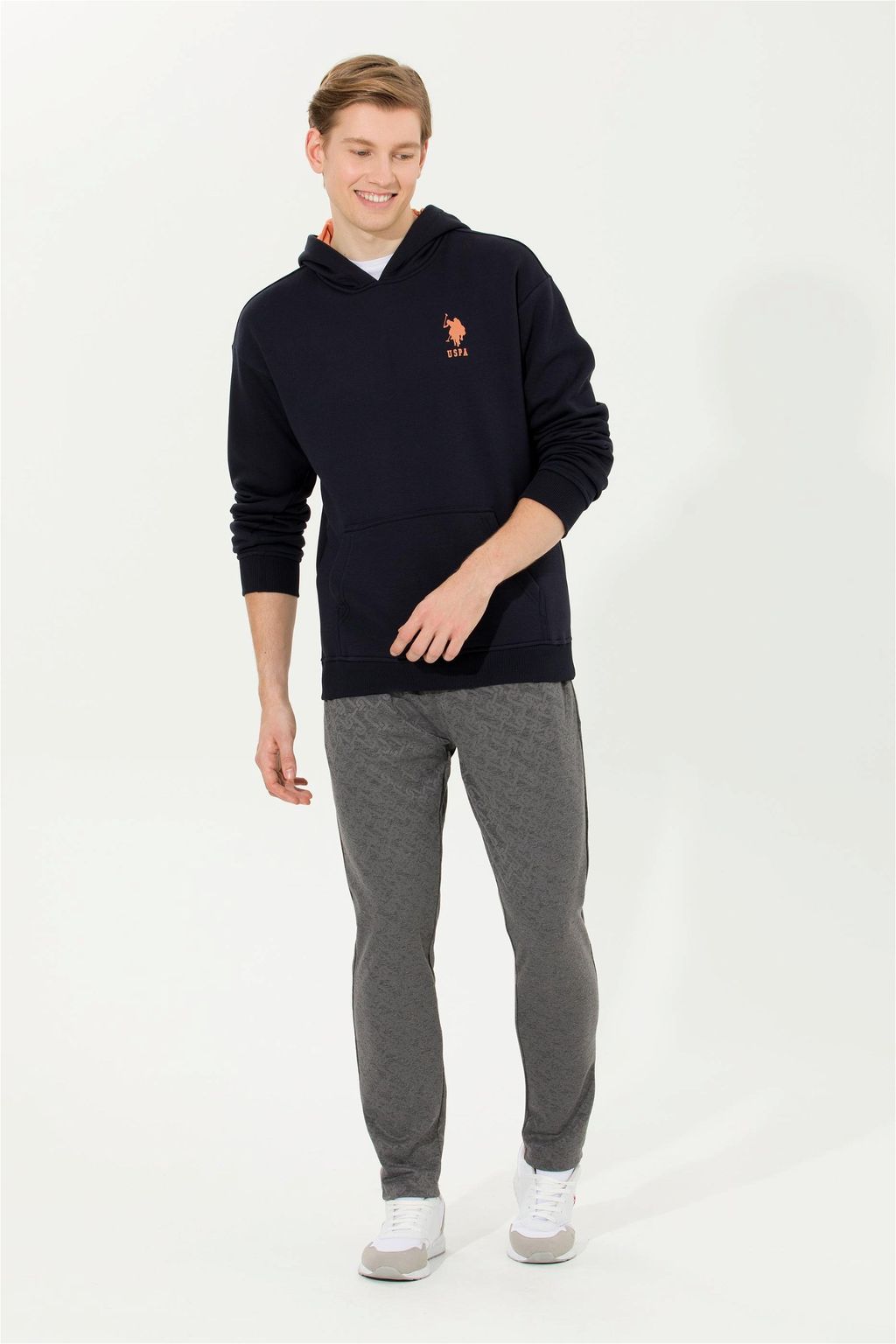 U. S. Polo Assn Мужская темно-синяя комфортная толстовка с капюшоном - U.s. polo assn фото 3