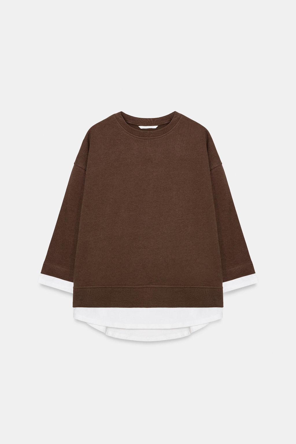 SUDADERA COMBINADA MANGA LARGA / Marr?n claro - Zara фото 6