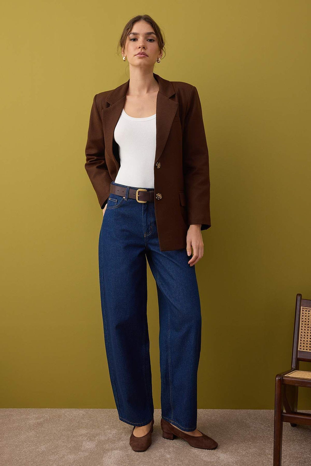 Wardrobe Essentials Kahverengi Kase Dokuma Ozel Koleksiyon Rahat Kal?p Blazer Ceket | TWOAW26BC00005