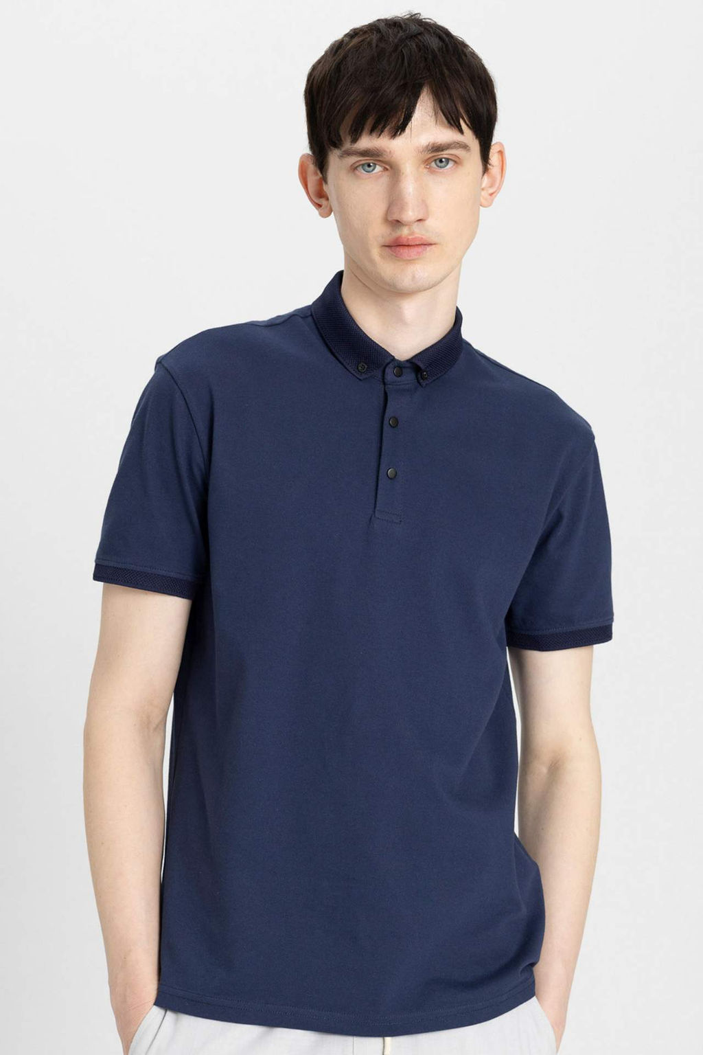 Slim Fit Dar Kesim K?sa Kollu Basic Duz Polo Tisort - Defacto фото 8