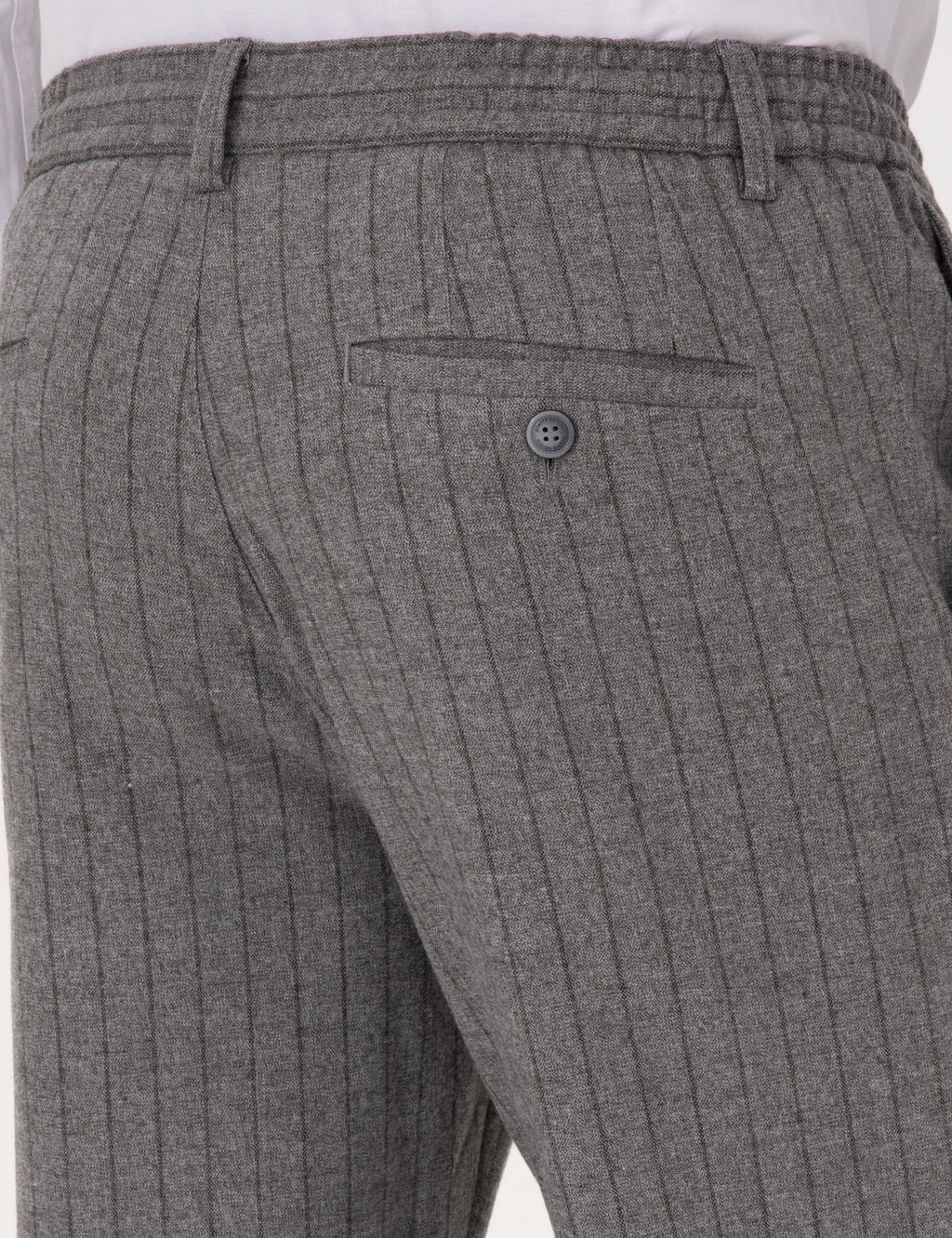 Gri Ekstra Slim Fit _izgili Kuma_ Pantolon