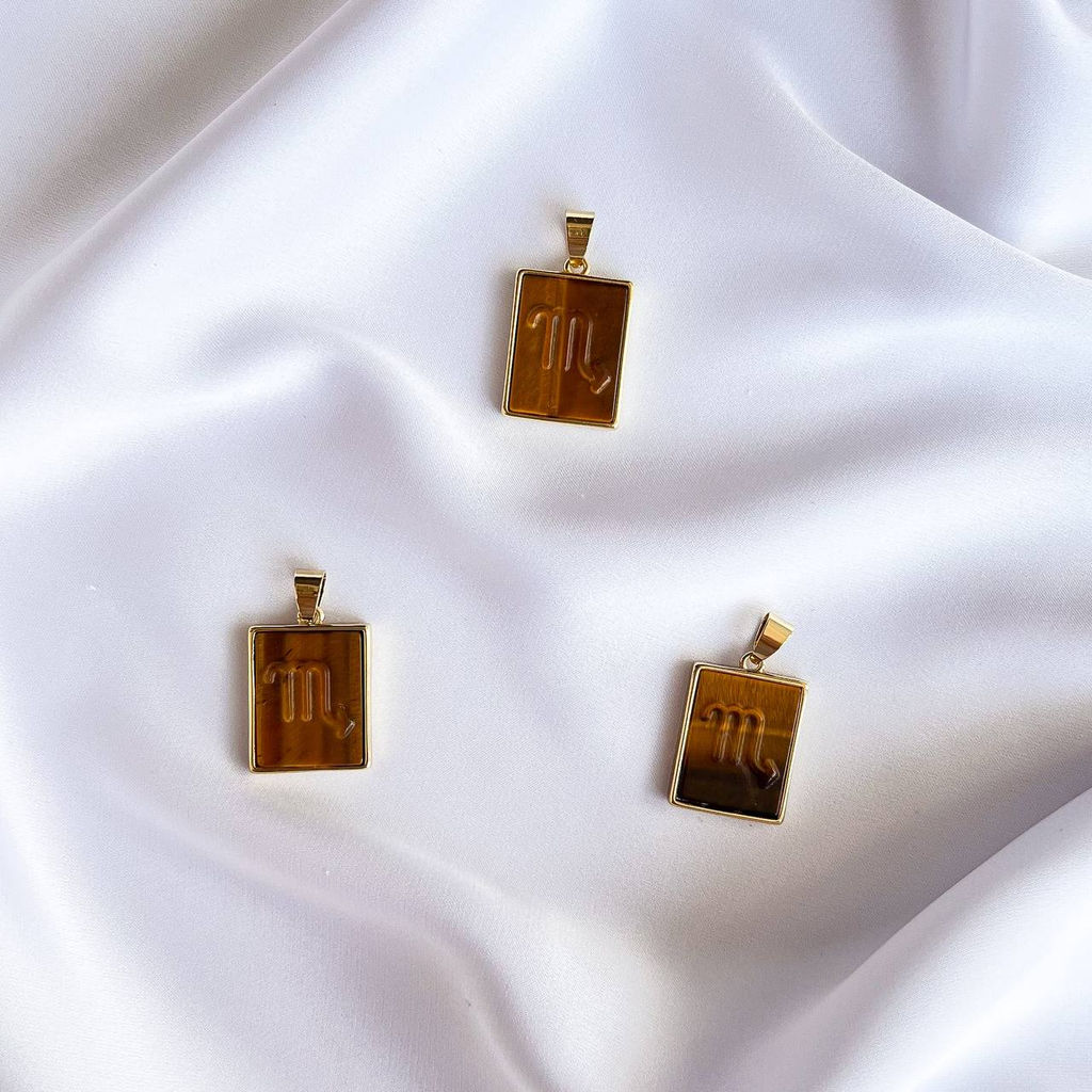 Кулон со знаком зодиака "Скорпион" из Тигрового глаза