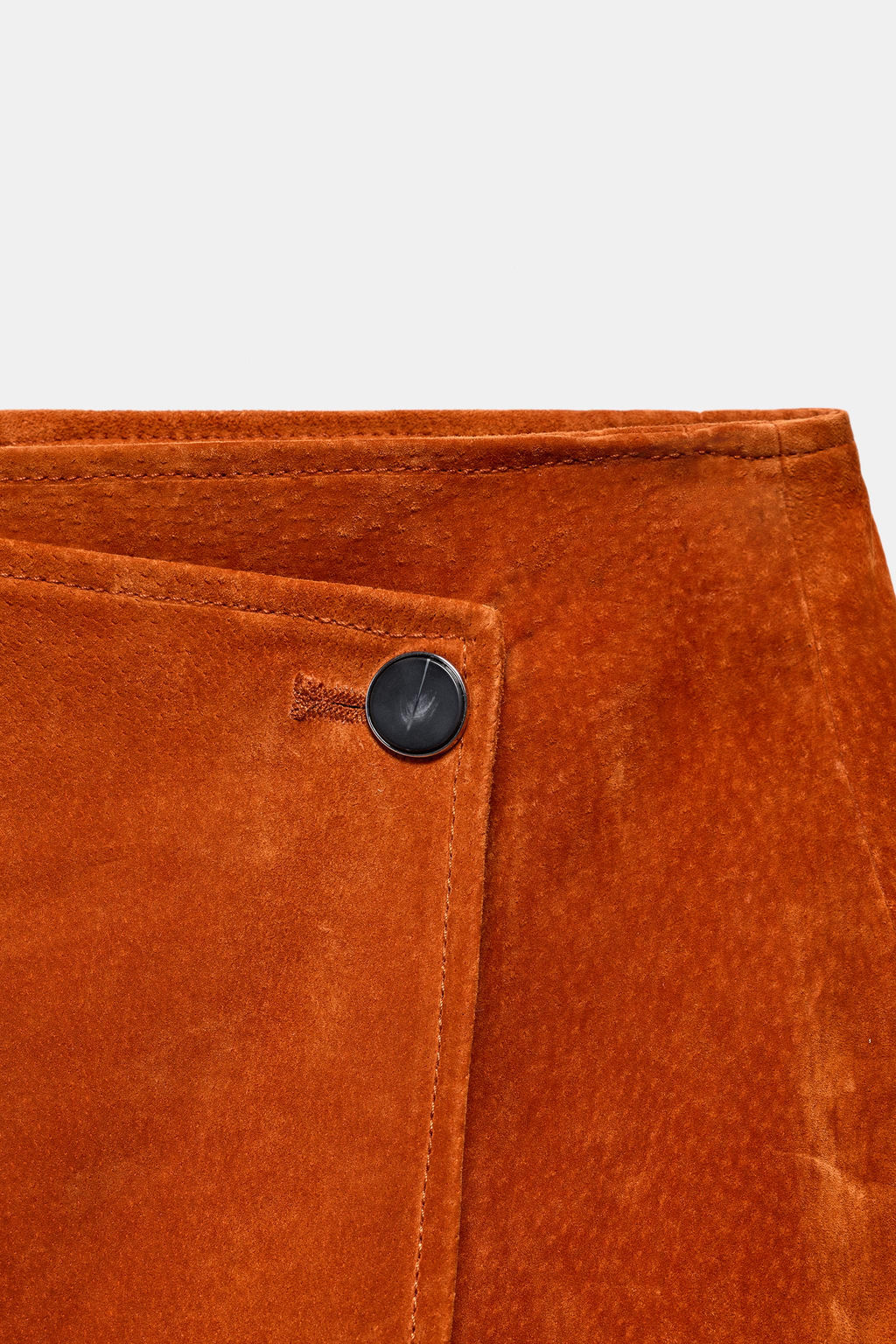 100% SUEDE LEATHER WRAP MIDI SKIRT - Zara фото 8