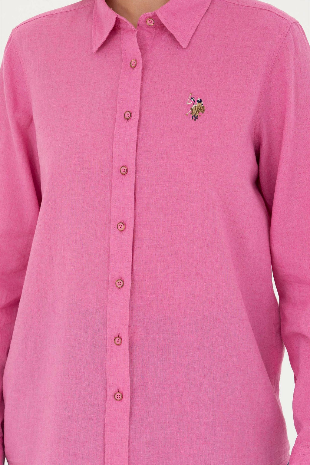 Женская розовая базовая рубашка с длинным рукавом - U.s. polo assn фото 6