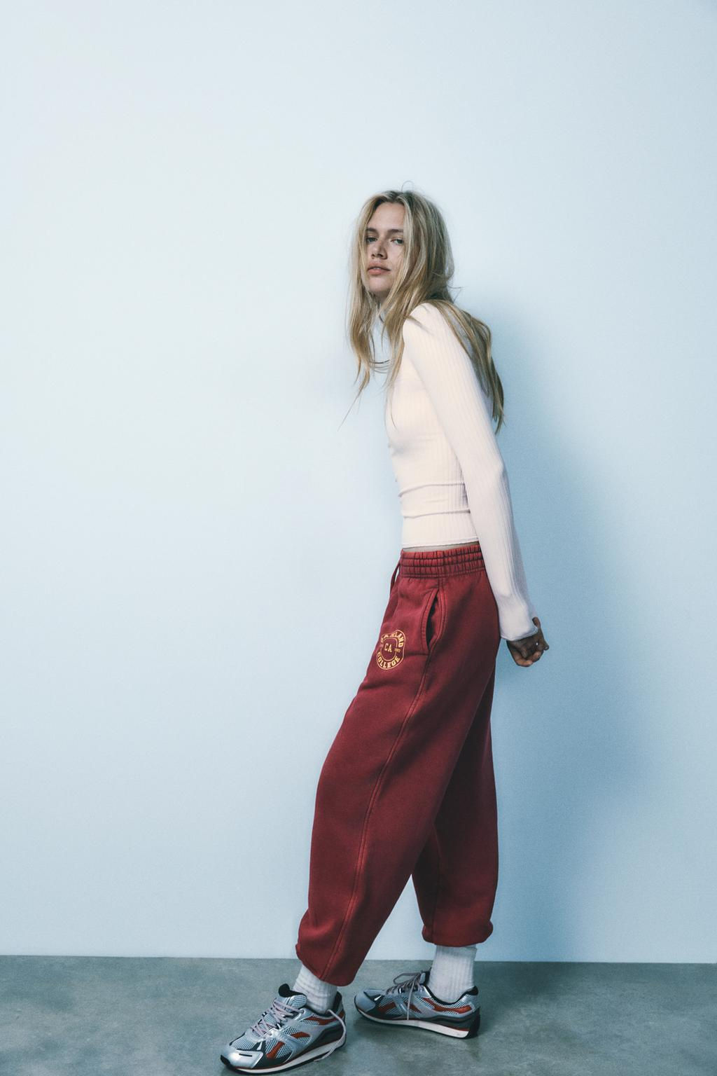 VARSITY WASHED-EFFECT JOGGER TROUSERS - Zara фото 4