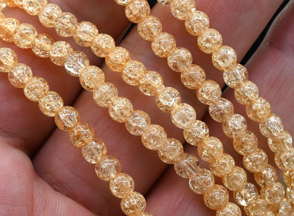 Браслет из сахарного кварца шарик 4мм цв.персиковый, 17см