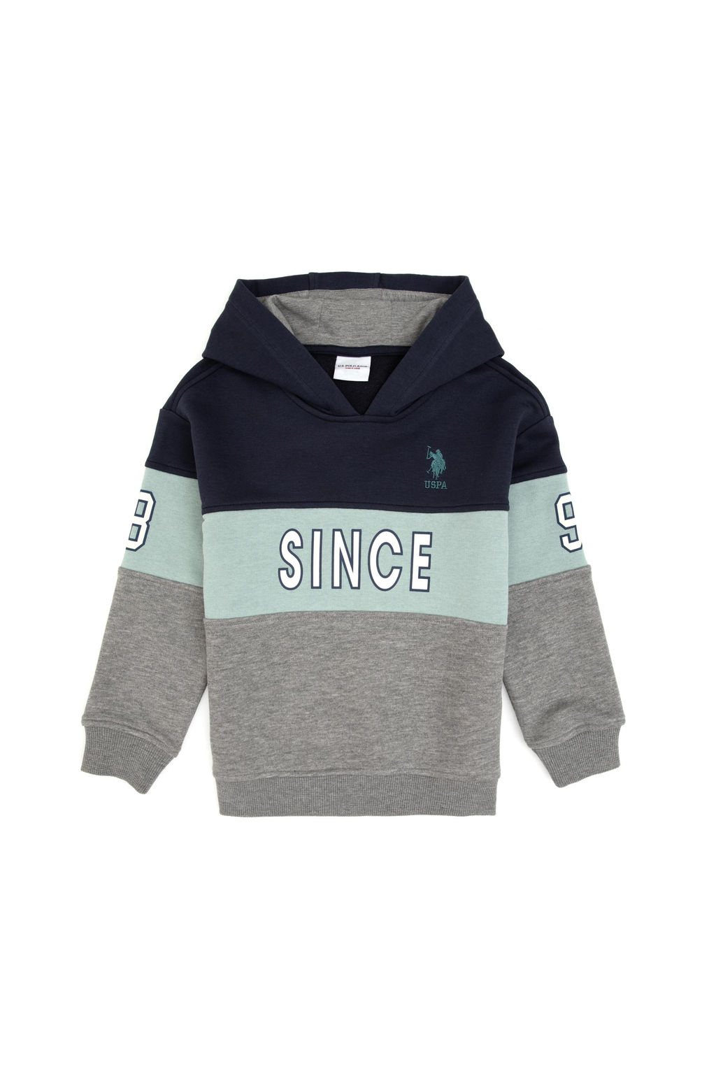 Erkek _ocuk Gri Melanj Kap__onlu Sweatshirt - U.s. polo assn фото 2