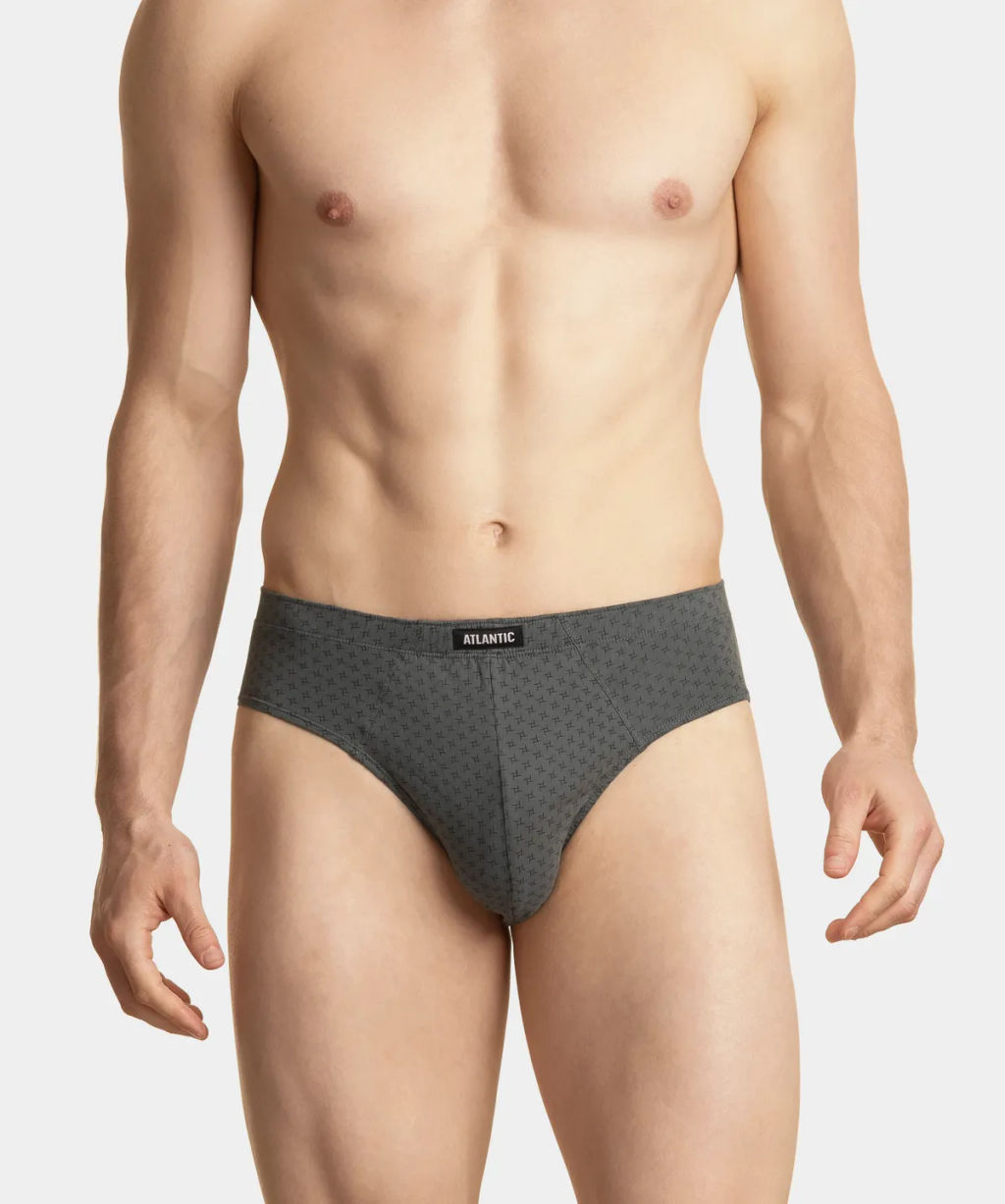 ATLANTIC 3MP-101/03 Трусы классика Check - набор 3 шт. графитовый + светлый хаки + черный  фото 2