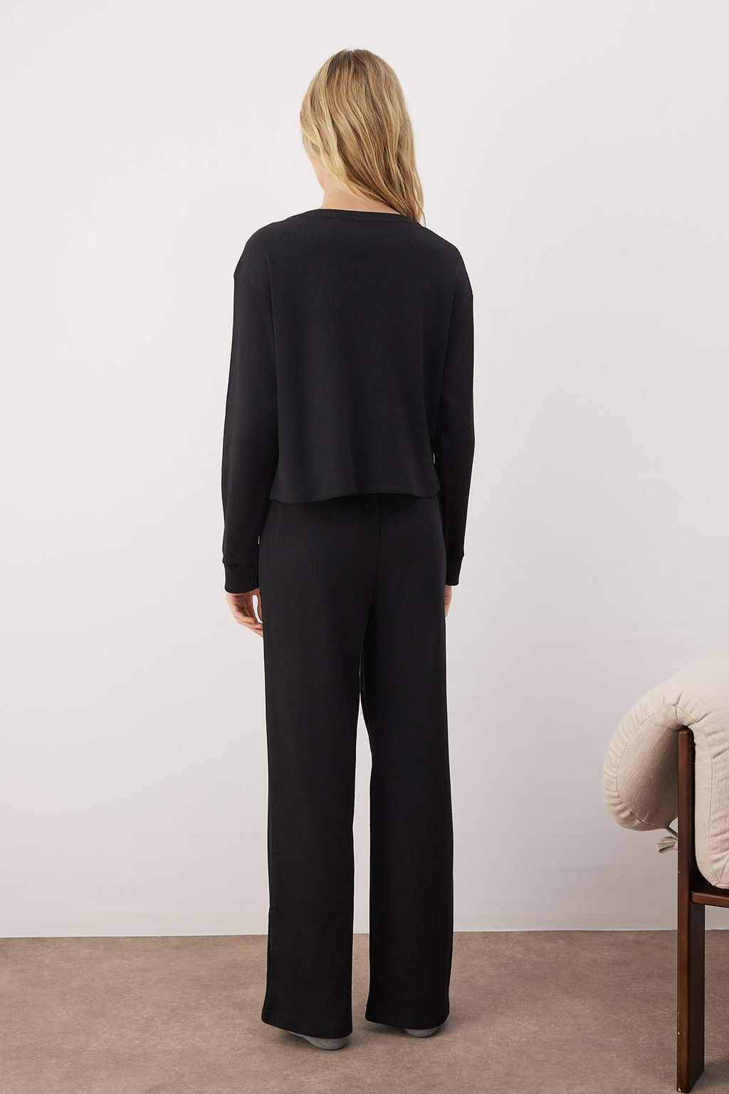 Trendyolmilla Siyah Fitilli Orme Pijama Tak?m? THMAW21PT0009 фото 41