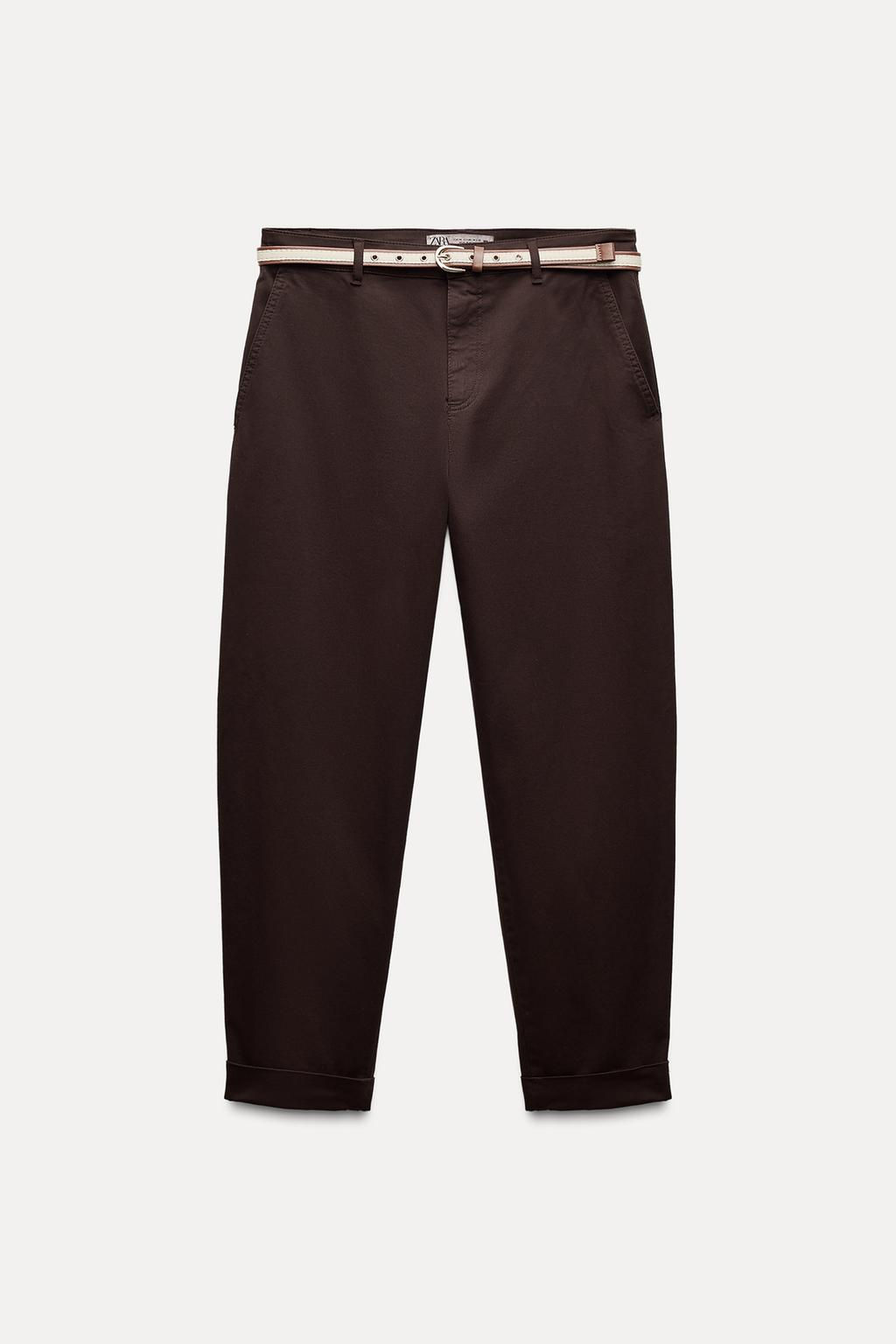BELTED CHINO TROUSERS - Zara фото 5