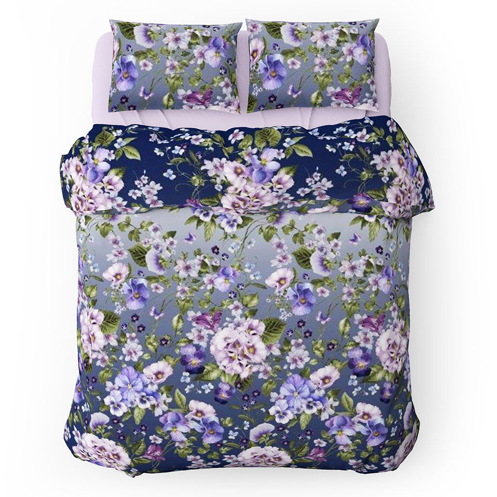 Постельное белье, комплект Евростандарт "Марсель, лавандовый", 4 предмета: пододеяльник на пуговицах 200х215см, простыня 220х240см, 2 наволочки 70х70см с клапаном-запахом, перкаль "Премиум" 110г/м2, хлопок 100%, упаковка "классическая" ПВХ 32х41см, "