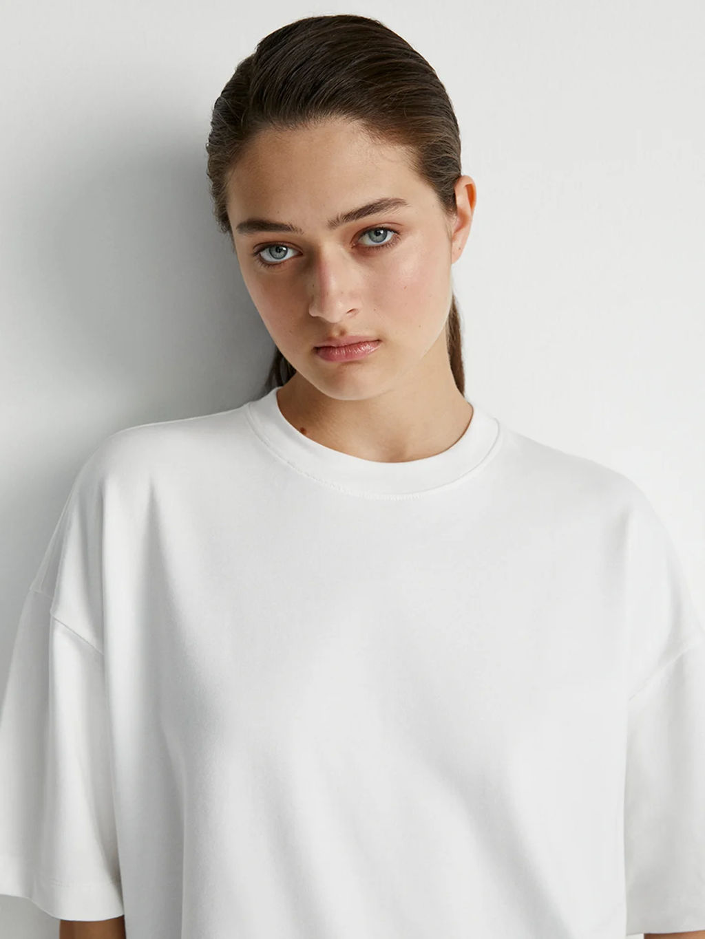 14503ST Футболка женская OVERSIZE (футер) (ЧЗ) bianco perla - Omsa фото 3