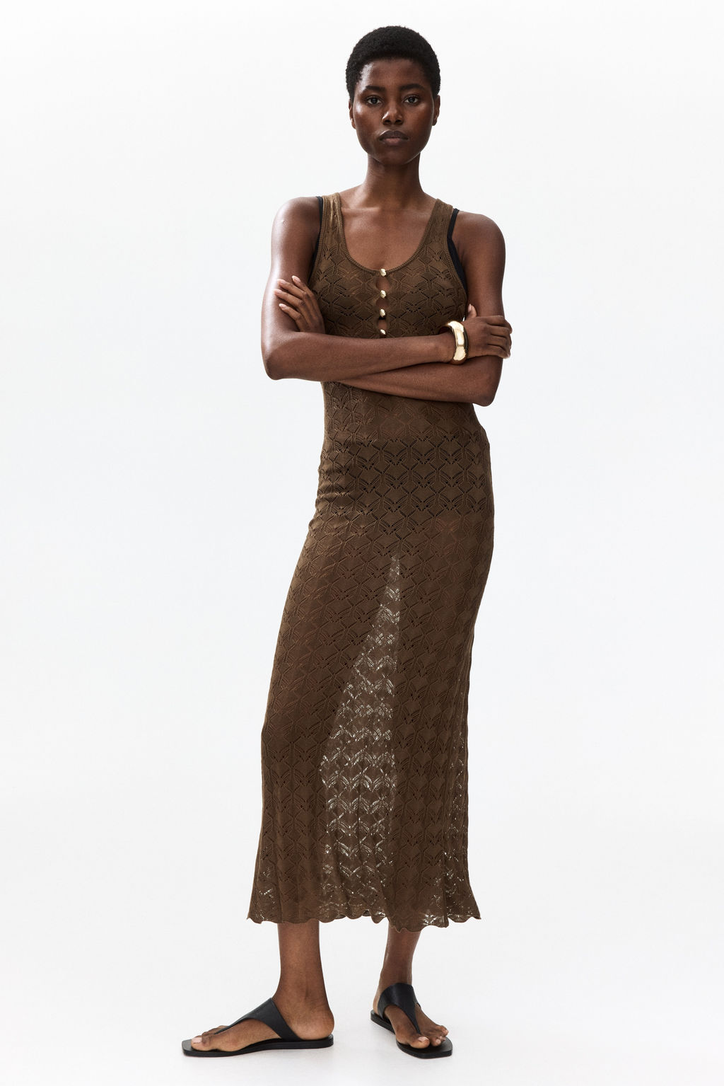 Vestido efecto crochet con tapeta de botones - H&m фото 3
