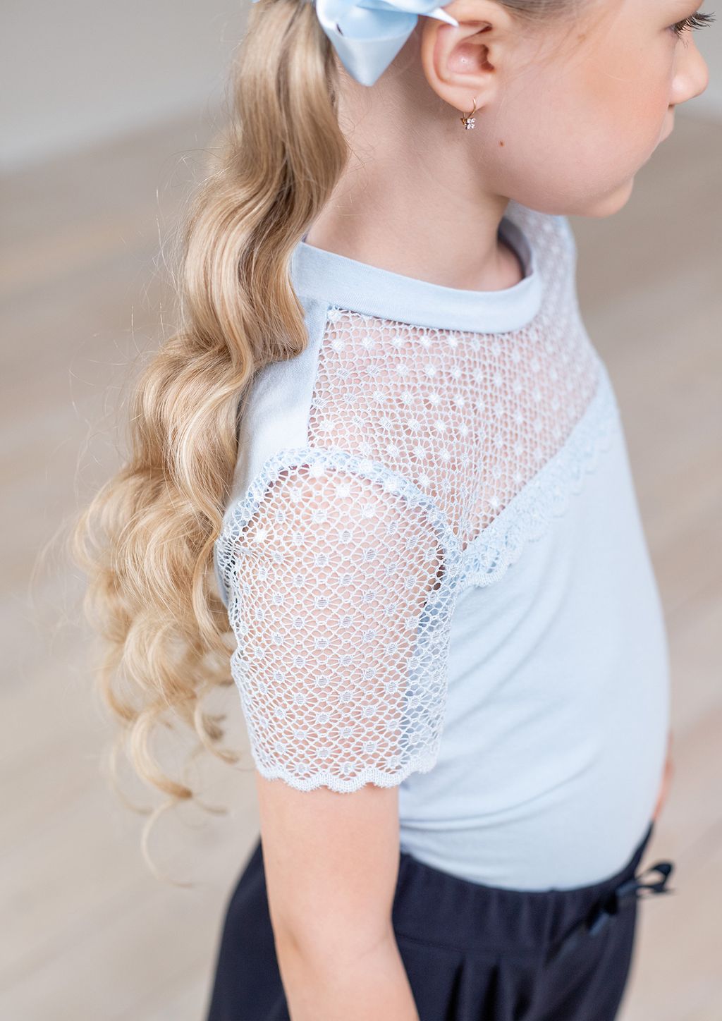 Мелина, блузка трикотажная голубой/122-60-54 - Alolika фото 3