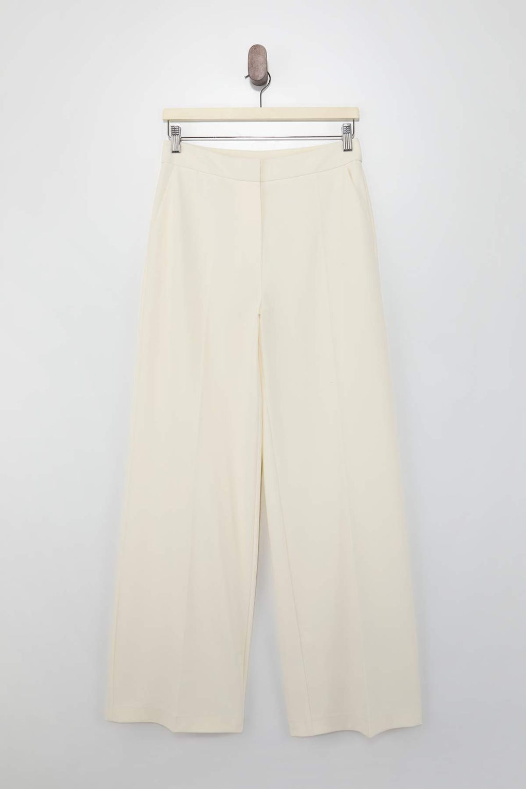 Beyaz Wideleg/Genis Paca Dokuma Premium Pantolon TWOSS26PL00057