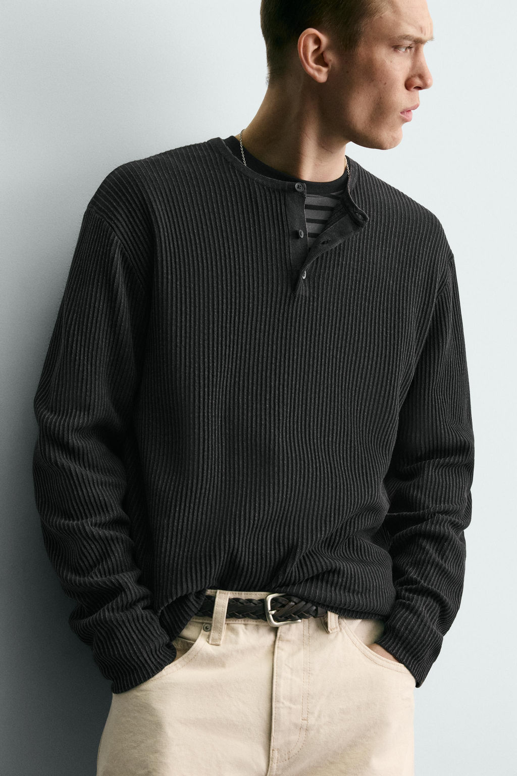 JERSEY ESTRUCTURA CUELLO PANADERA / Negro - Zara фото 5