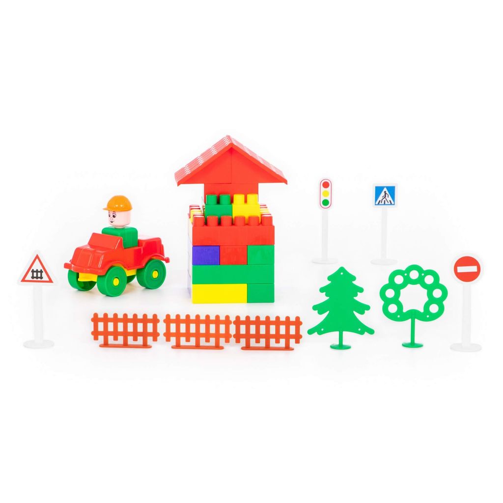 Конструктор Строитель (52 элемента) (в ведёрке) - Полесье фото 3