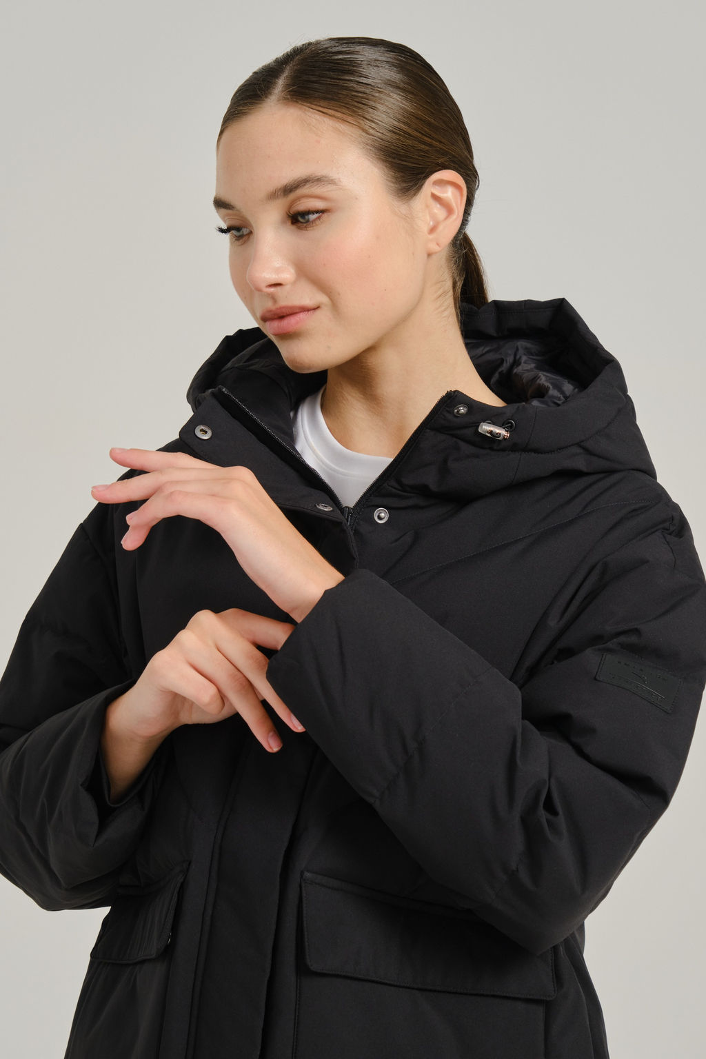 Пуховик короткий Черный TRN Down Jacket