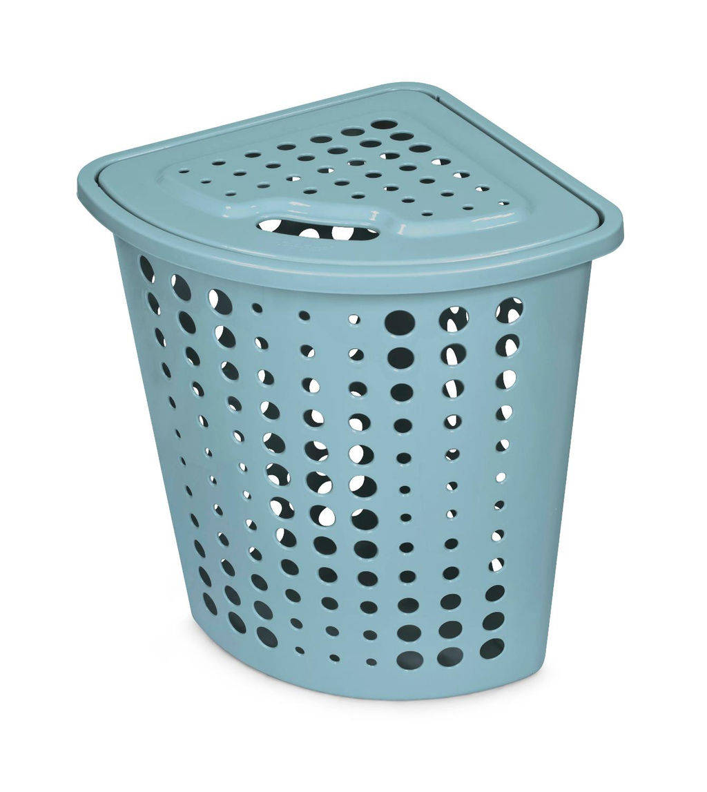 Корзина для белья "Молетта" угловая 45л с крышкой бирюзовая С705БИР