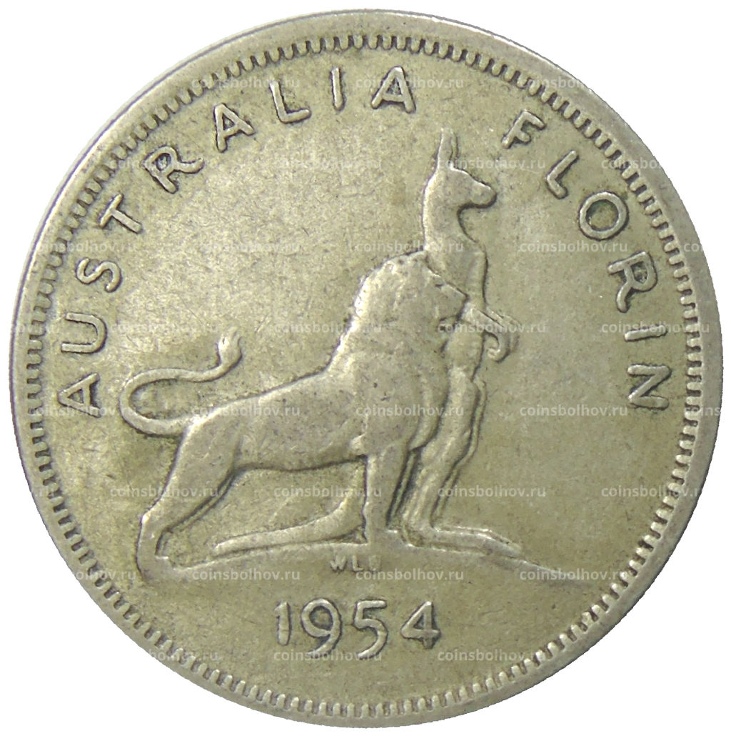 1 флорин 1954 года Австралия Королевский визит в Австралию
