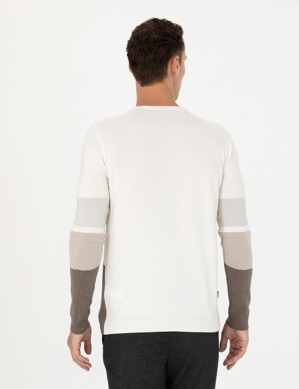 Ekru Slim Fit Bisiklet Yaka Triko Kazak - Pierre cardin фото 5