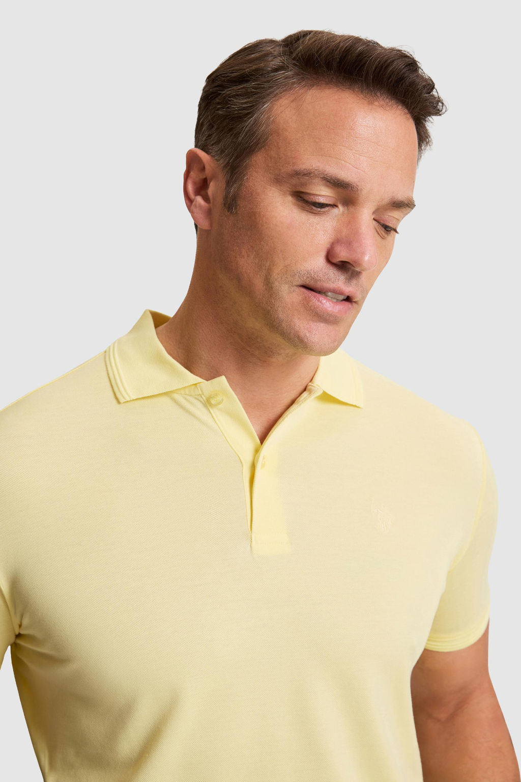 Erkek A__k Sar_ Regular Fit Polo Yaka Basic Ti__rt