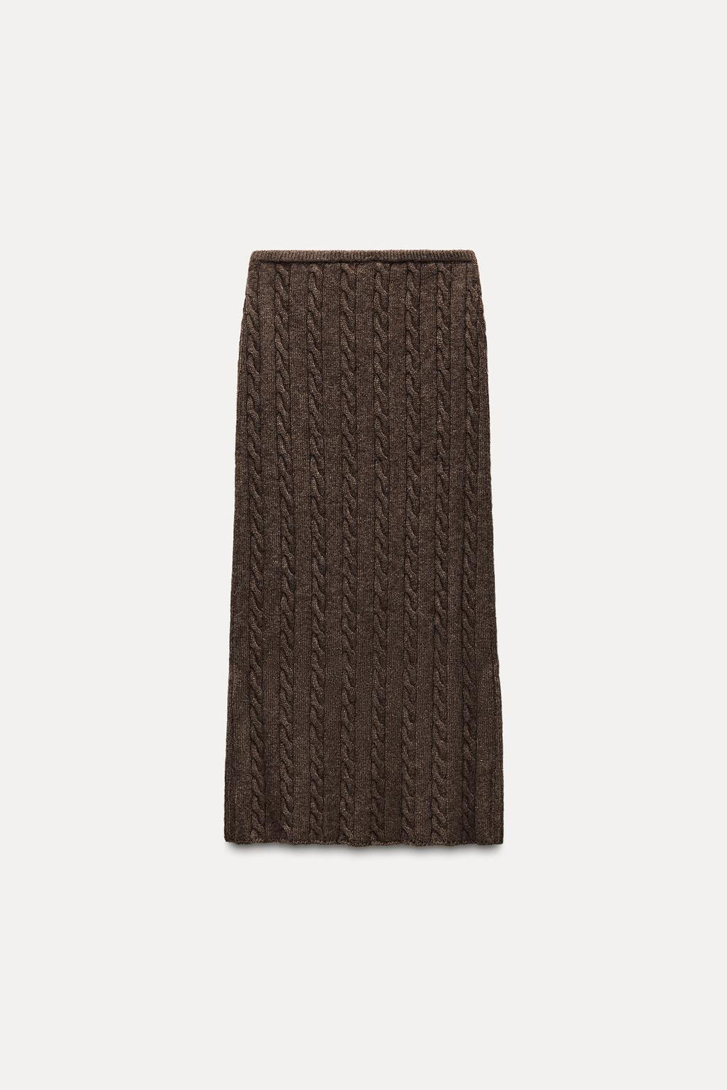 CABLE KNIT MIDI SKIRT WITH WOOL - Zara фото 7