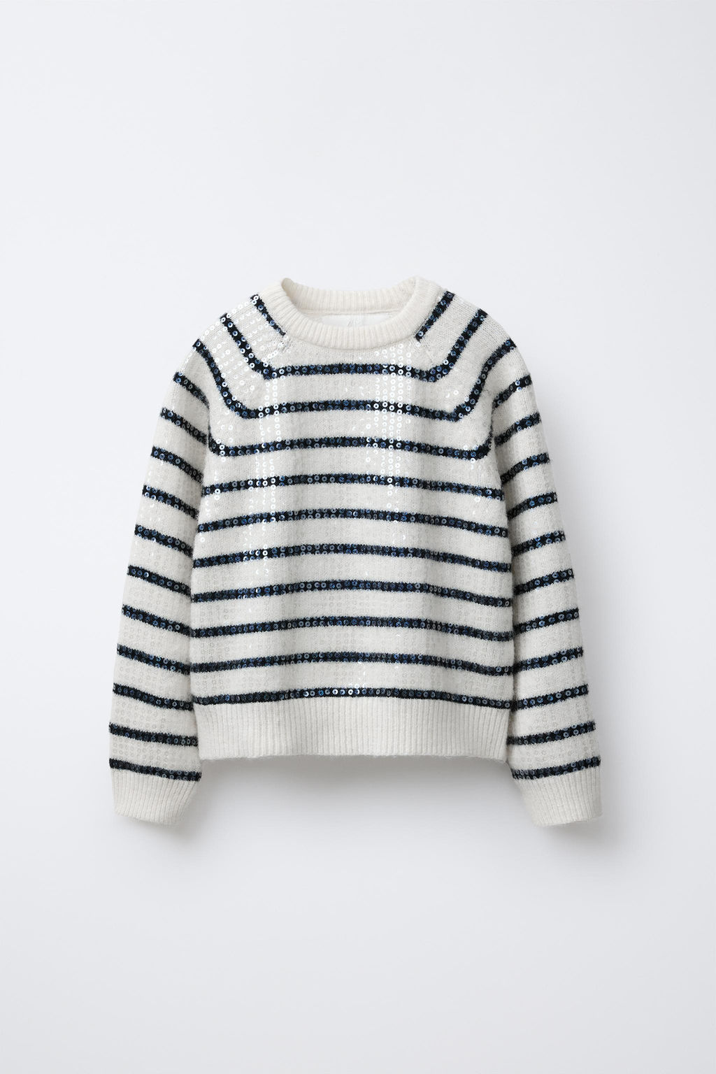 STRIPED KNIT SEQUIN SWEATER
