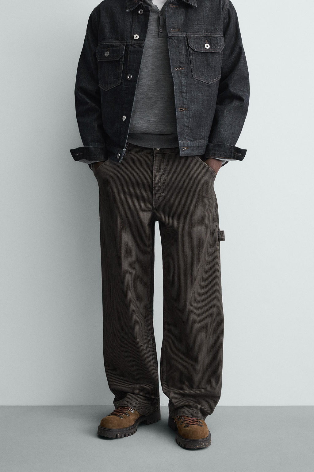 RELAXED FIT FLOCKED STRIPED TROUSERS - Zara фото 12