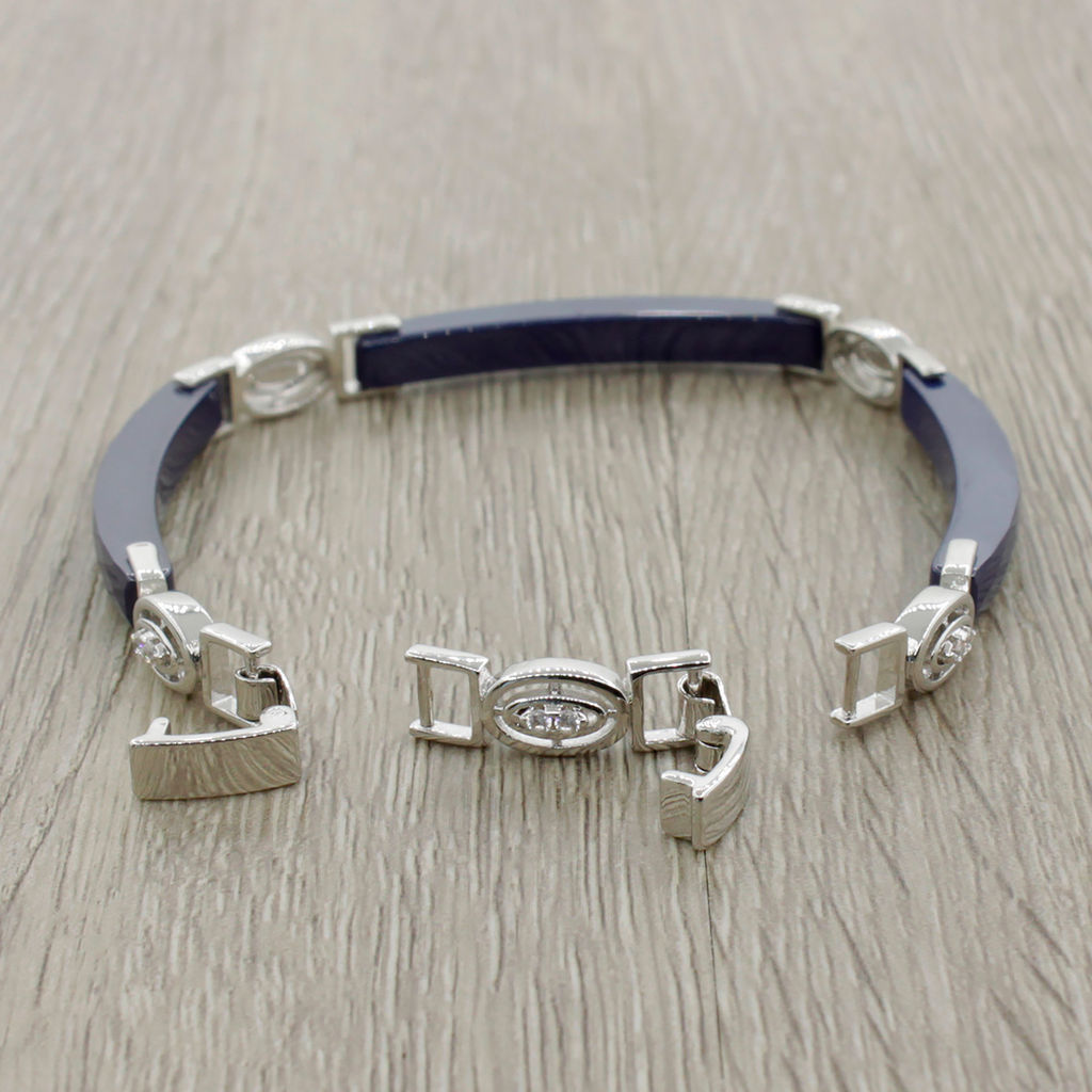 Браслет Лили из синей керамики покрытие светлый металл - Agat77 фото 2