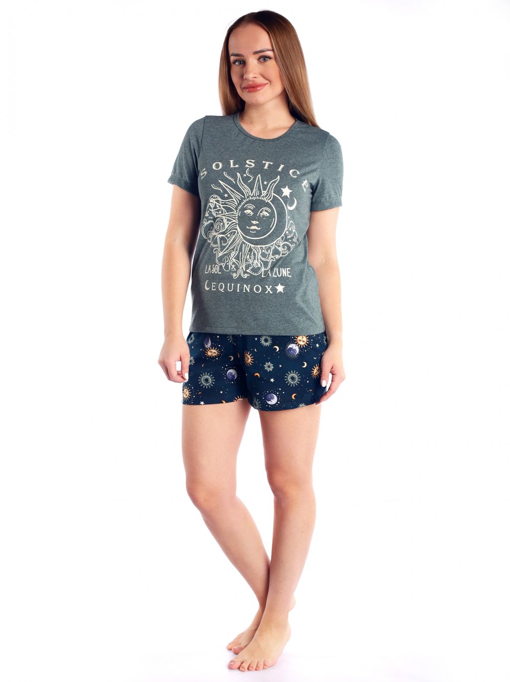 Костюм женский кулирка с шортами Созвездие лимон - Domtrik фото 5