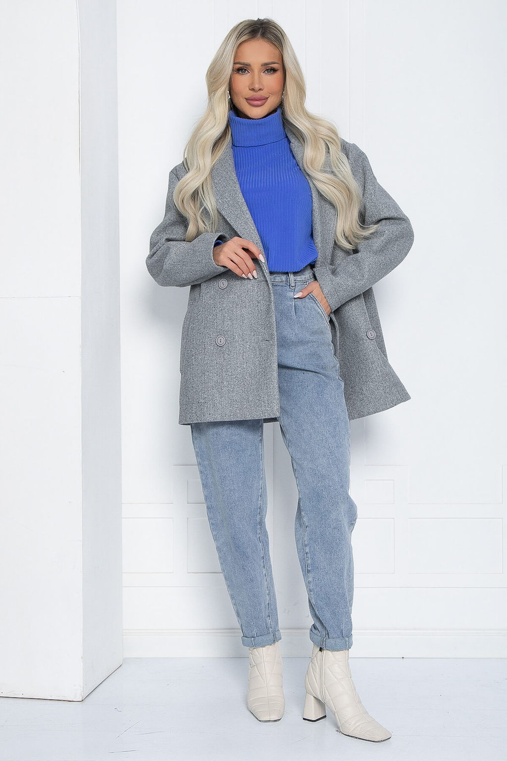 Пальто Я в теме (серое) Б12484-7 - Lt collection фото 6