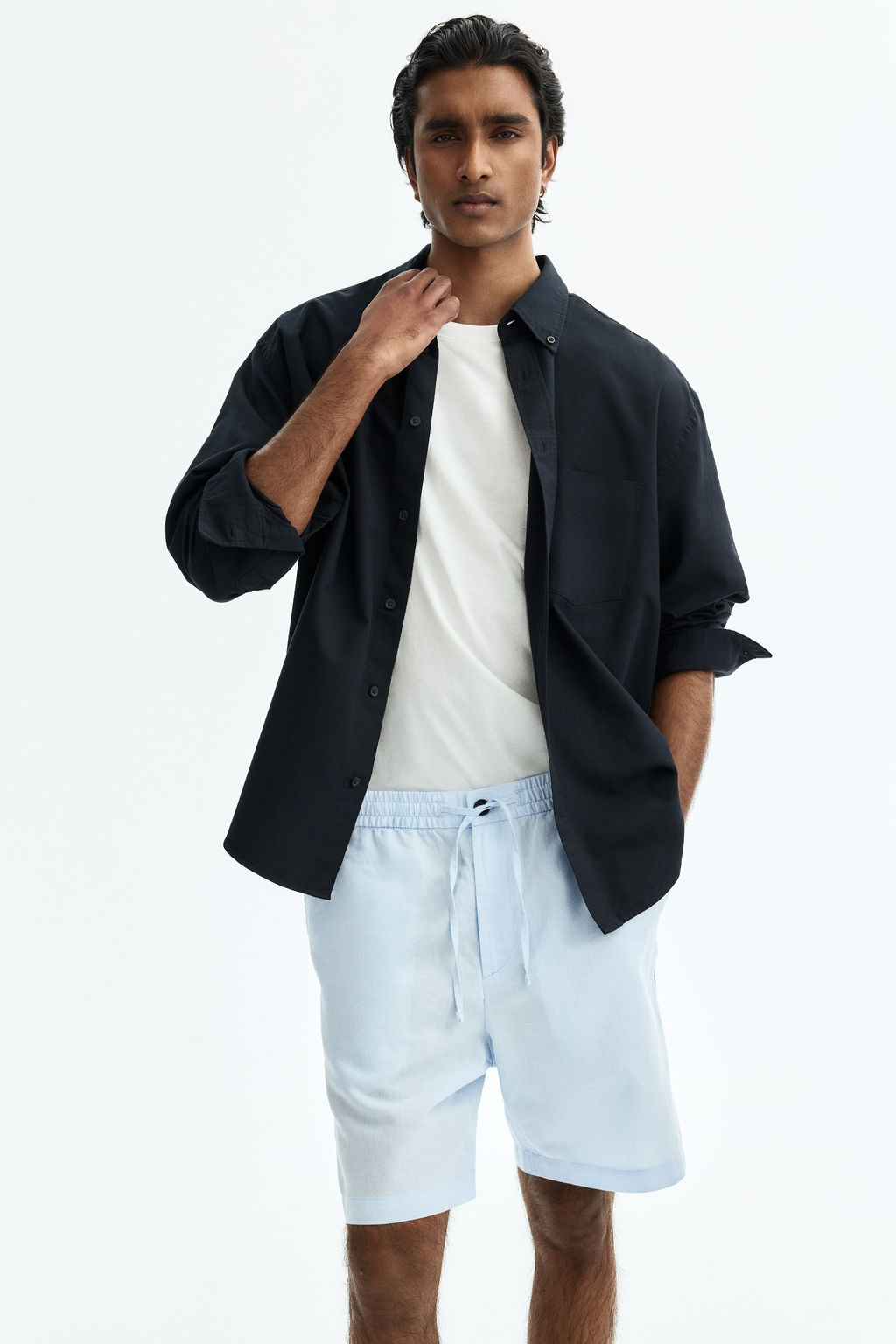 Pantal?n corto en mezcla de lino Regular Fit - H&m фото 12