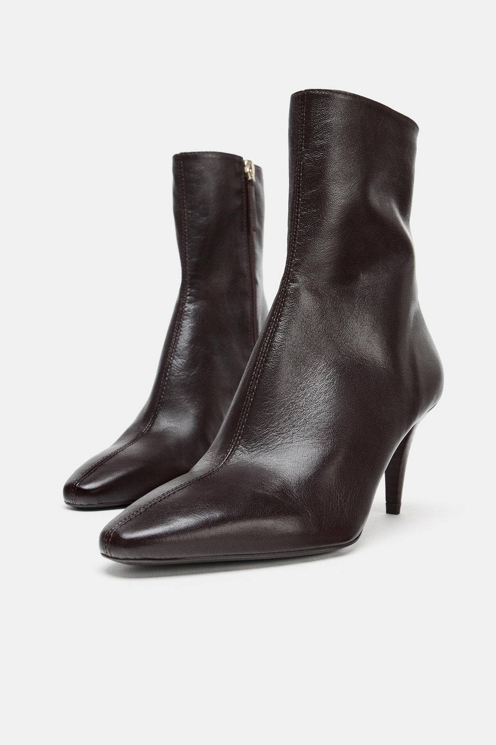 LEATHER HEELED ANKLE BOOTS - Zara фото 12