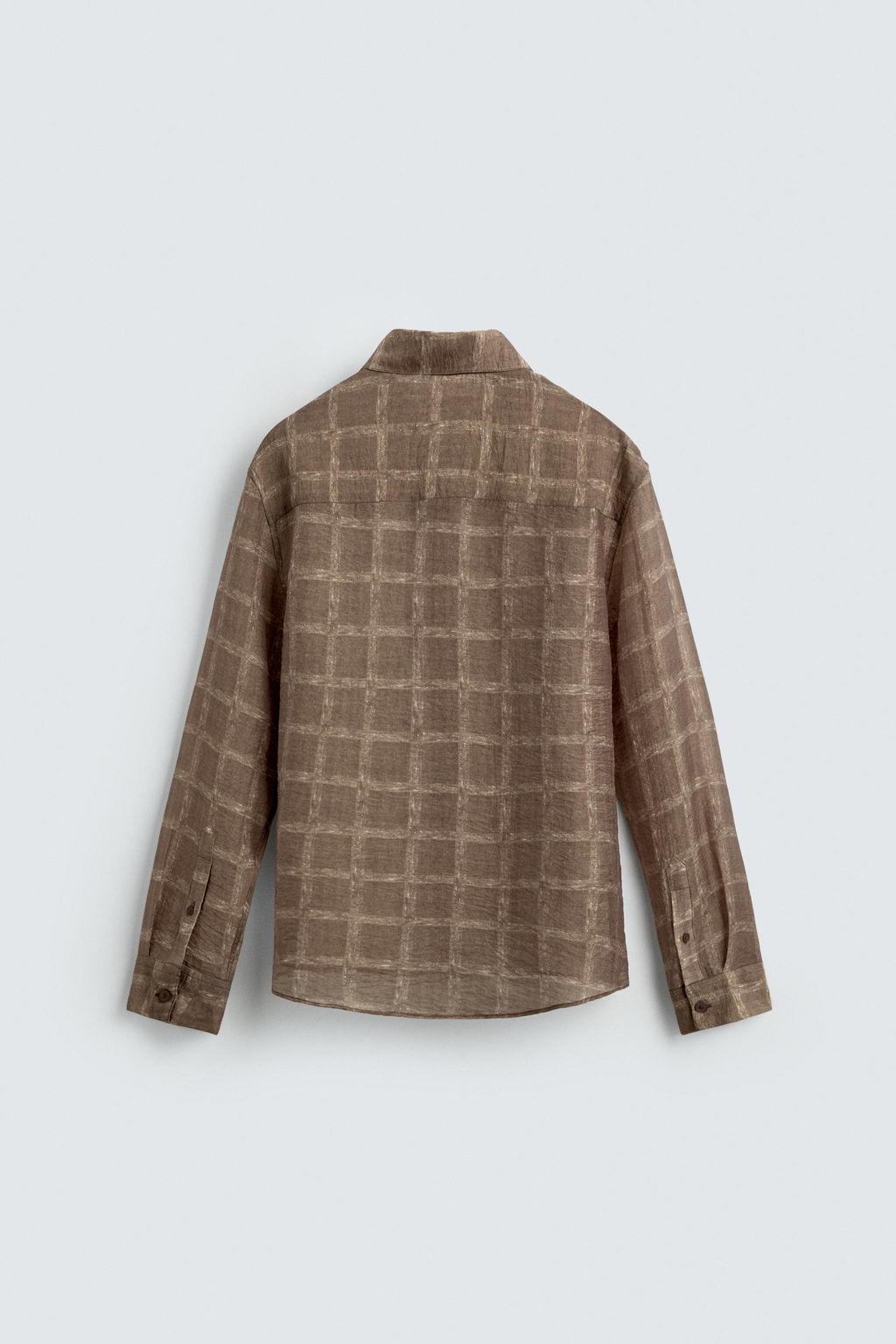 CAMISA SEMITRANSPARENTE CUADROS / Tostado