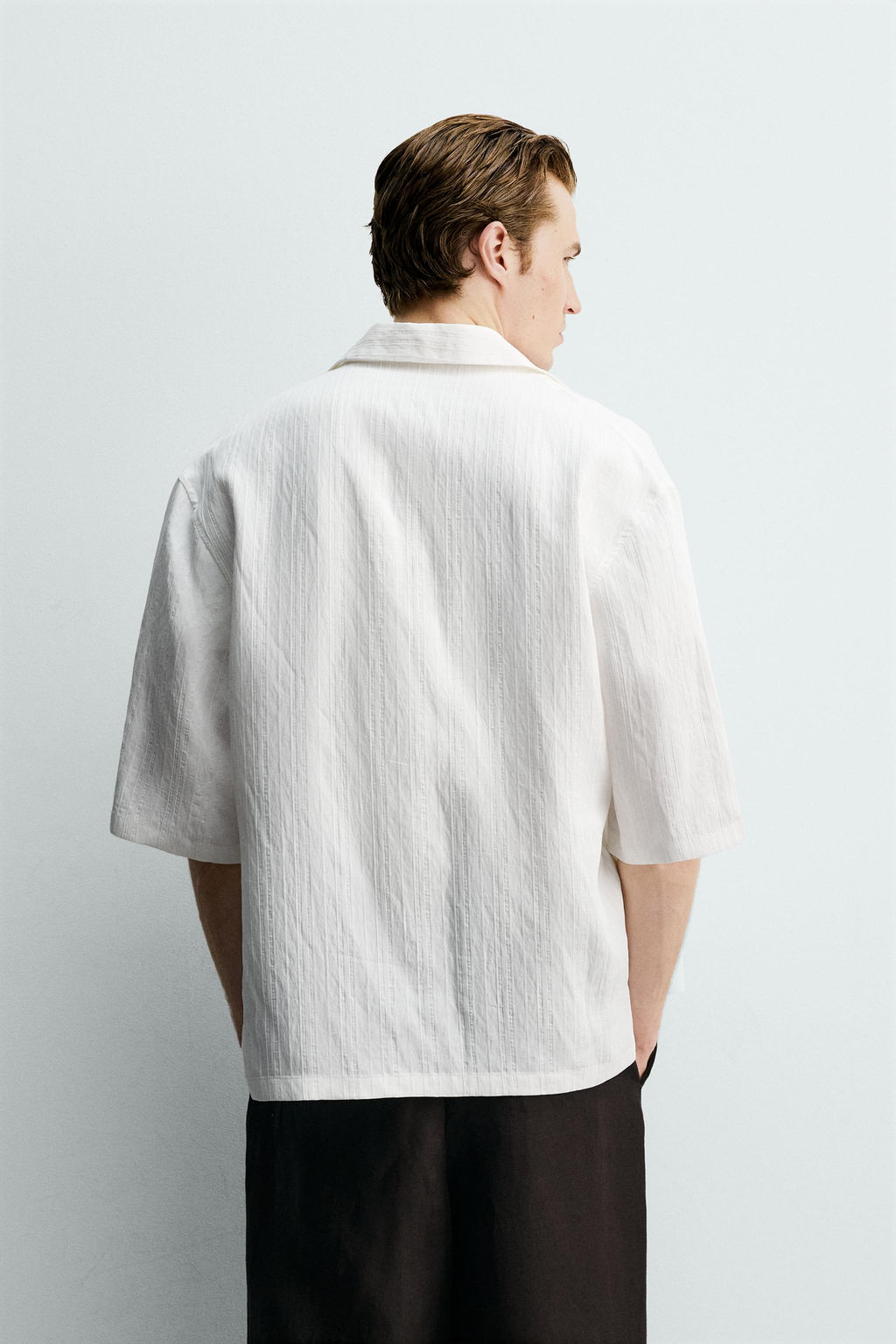 CAMISA BOXY FIT JACQUARD RAYAS / Blanco - Zara фото 3