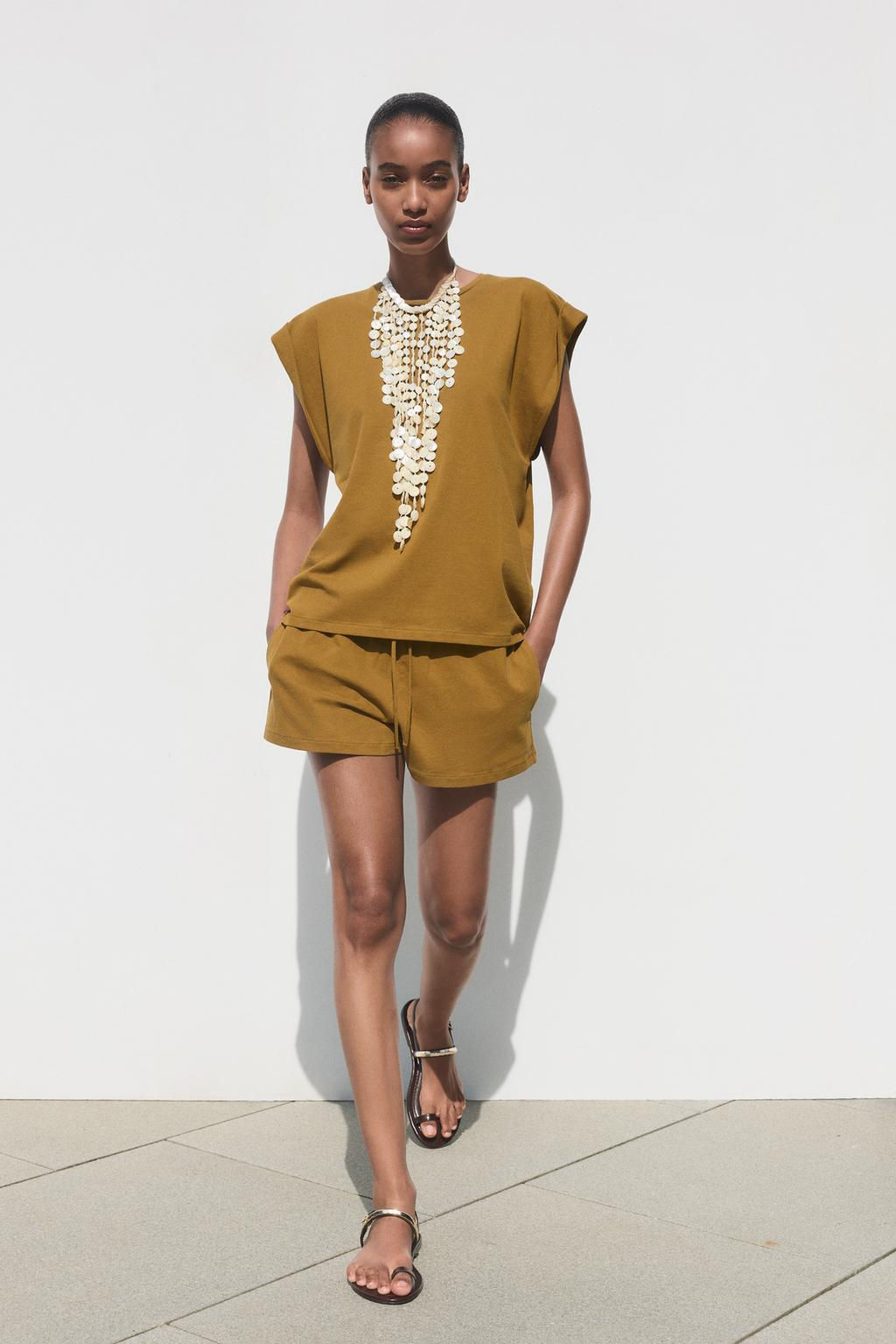 DROP SHOULDER TEXTURED T-SHIRT - Zara фото 8